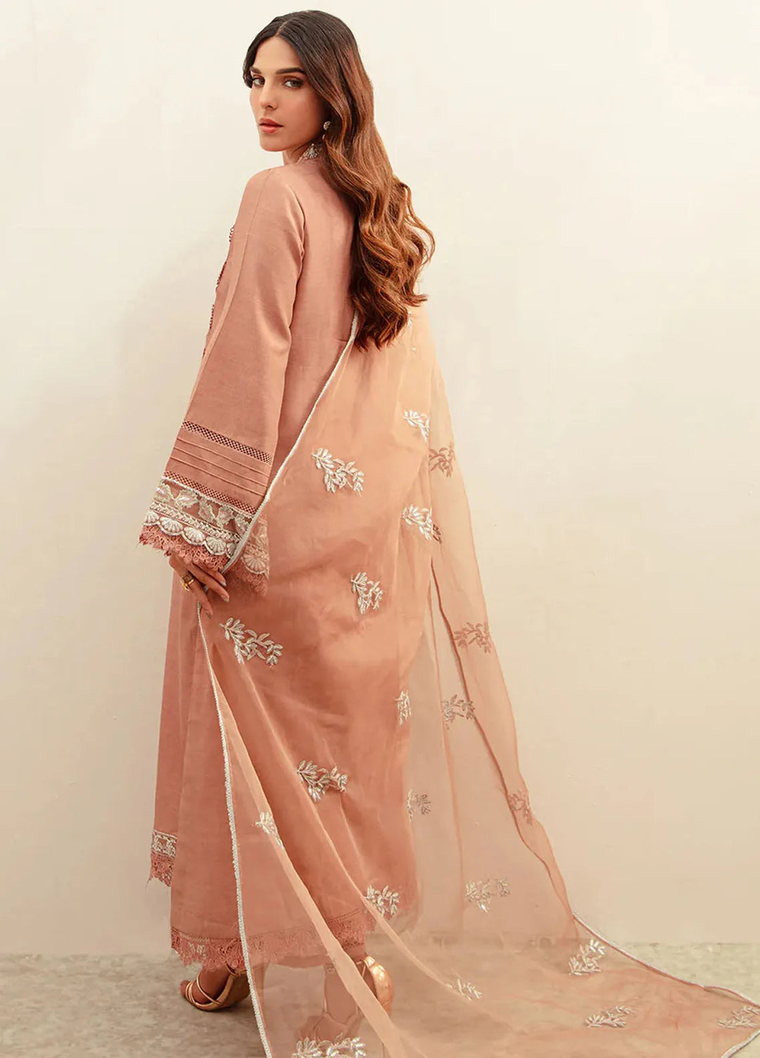 Ajr Couture Pret Embroidered Raw Silk 3 Piece Suit Gladiolus
