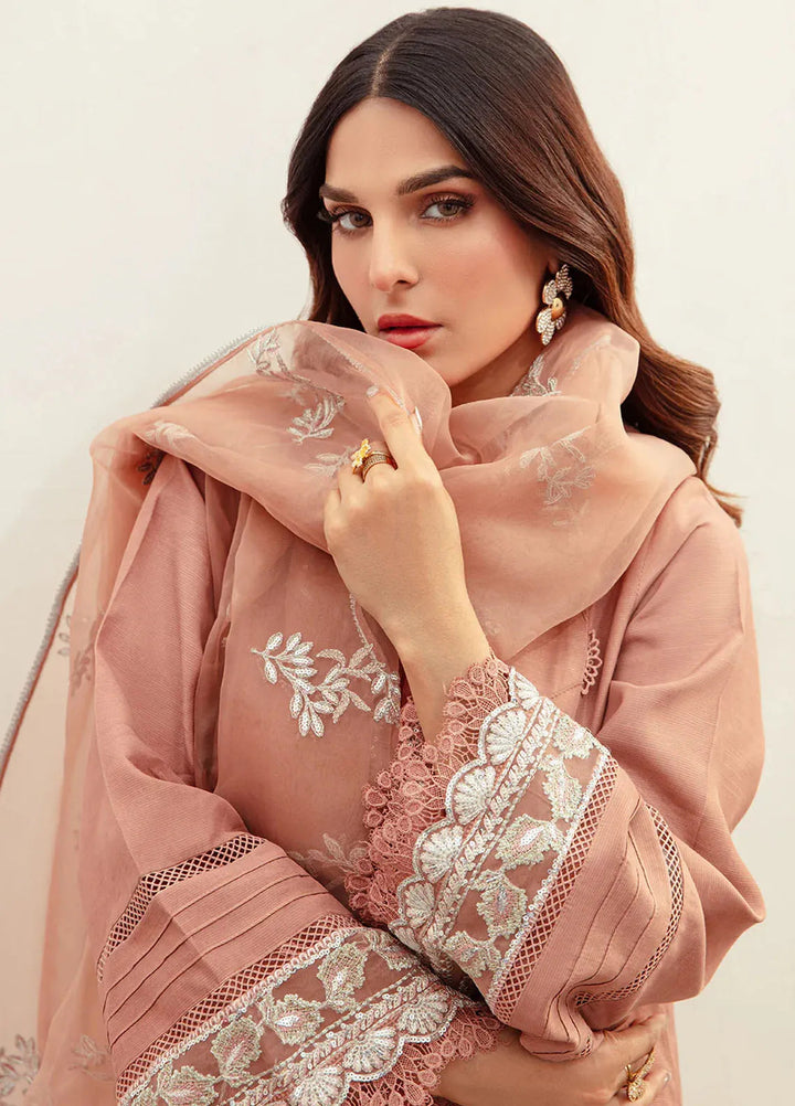 Ajr Couture Pret Embroidered Raw Silk 3 Piece Suit Gladiolus