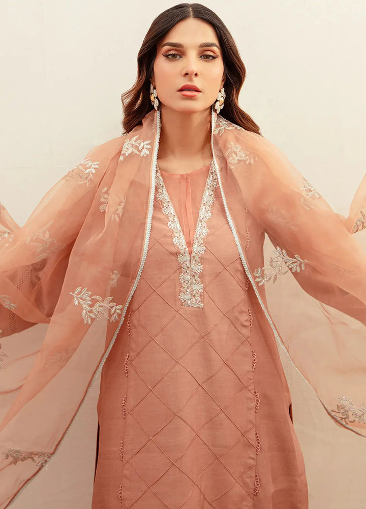 Ajr Couture Pret Embroidered Raw Silk 3 Piece Suit Gladiolus