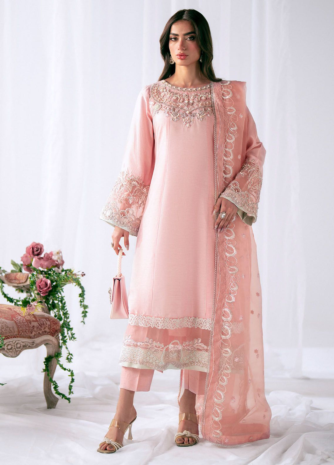 AJR Couture Pret Embroidered Raw Silk 3 Piece Suit DREEMY