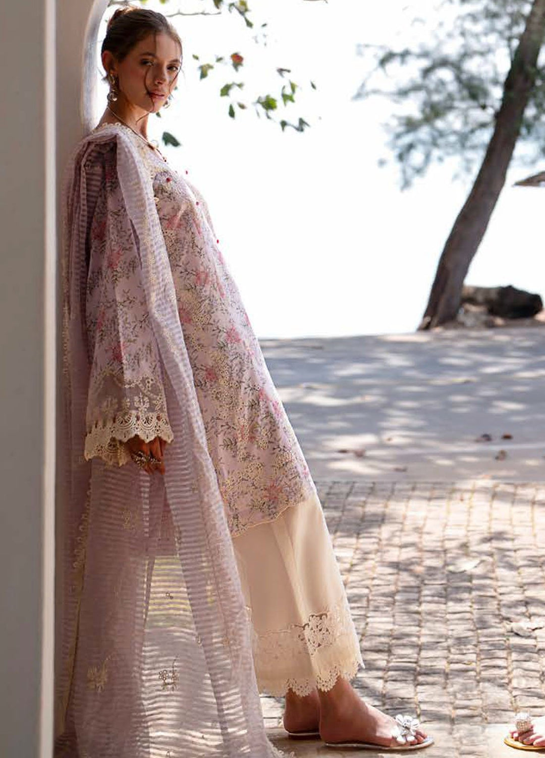 AJR Embroidered Lawn Suits Unstitched 3 Piece AJR25P PK-01 Pearl - Summer Collection