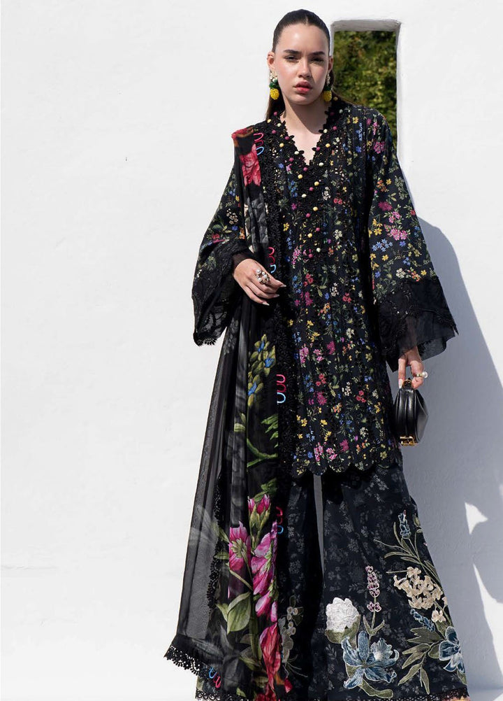 AJR Embroidered Lawn Suits Unstitched 3 Piece AJR25P PK-03 Midnight Flora - Summer Collection