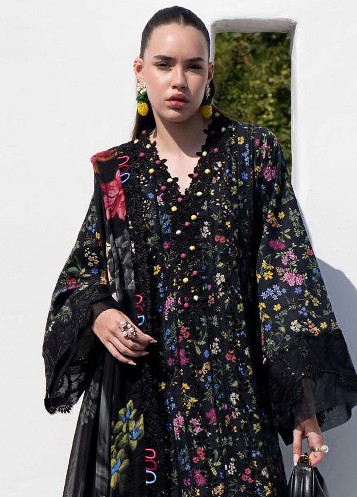 AJR Embroidered Lawn Suits Unstitched 3 Piece AJR25P PK-03 Midnight Flora - Summer Collection