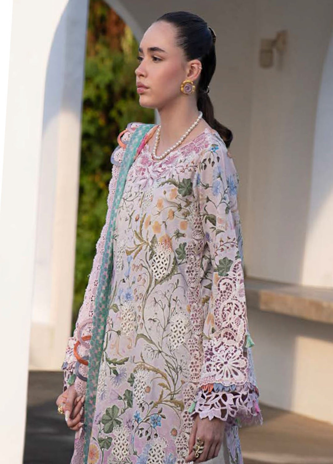 AJR Embroidered Lawn Suits Unstitched 3 Piece AJR25P PK-08 Rose - Summer Collection