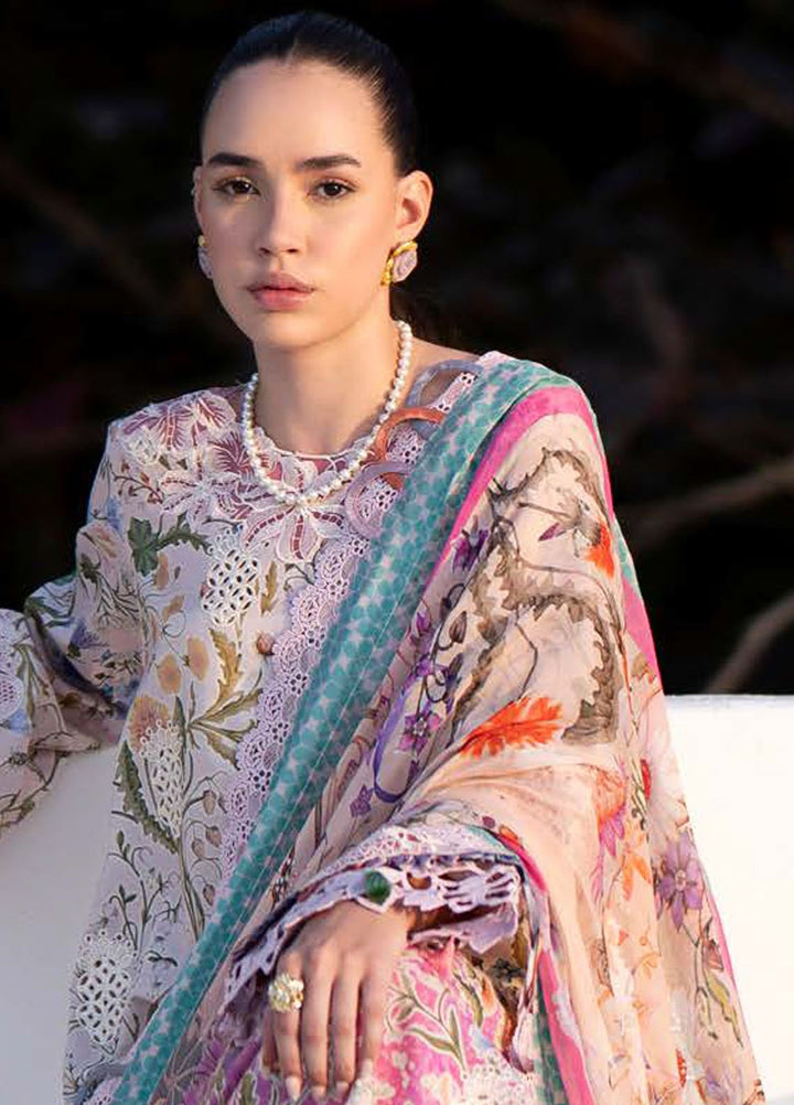 AJR Embroidered Lawn Suits Unstitched 3 Piece AJR25P PK-08 Rose - Summer Collection