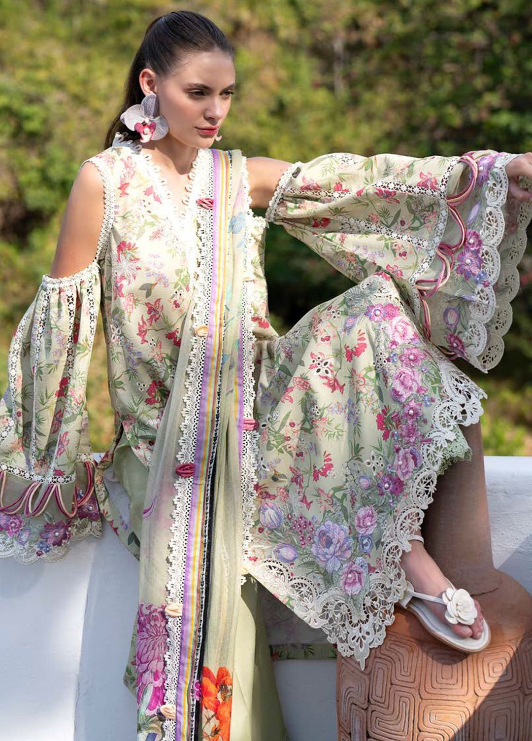 AJR Embroidered Lawn Suits Unstitched 3 Piece AJR25P PK-12 Pink Petal - Summer Collection