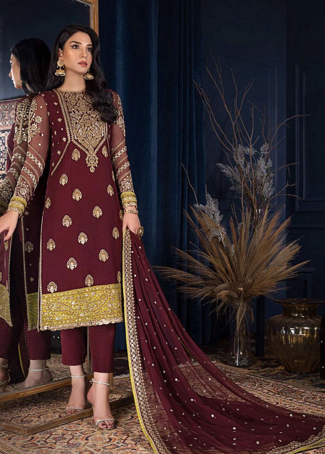 The Ramsha Edit by Asim Jofa Embroidered  Suits Unstitched 3 Piece AJ22RE AJRE-08 - Festive Collection