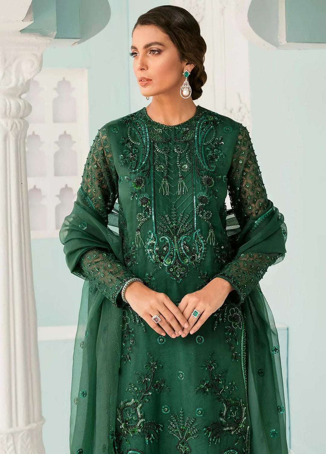 Elinor By Akbar Aslam Embroidered Organza Suits Unstitched 4 Piece  Nolana - Luxury Collection