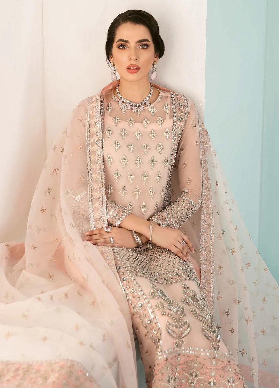 Elinor By Akbar Aslam Embroidered Organza Suits Unstitched 4 Piece  Thisle - Luxury Collection