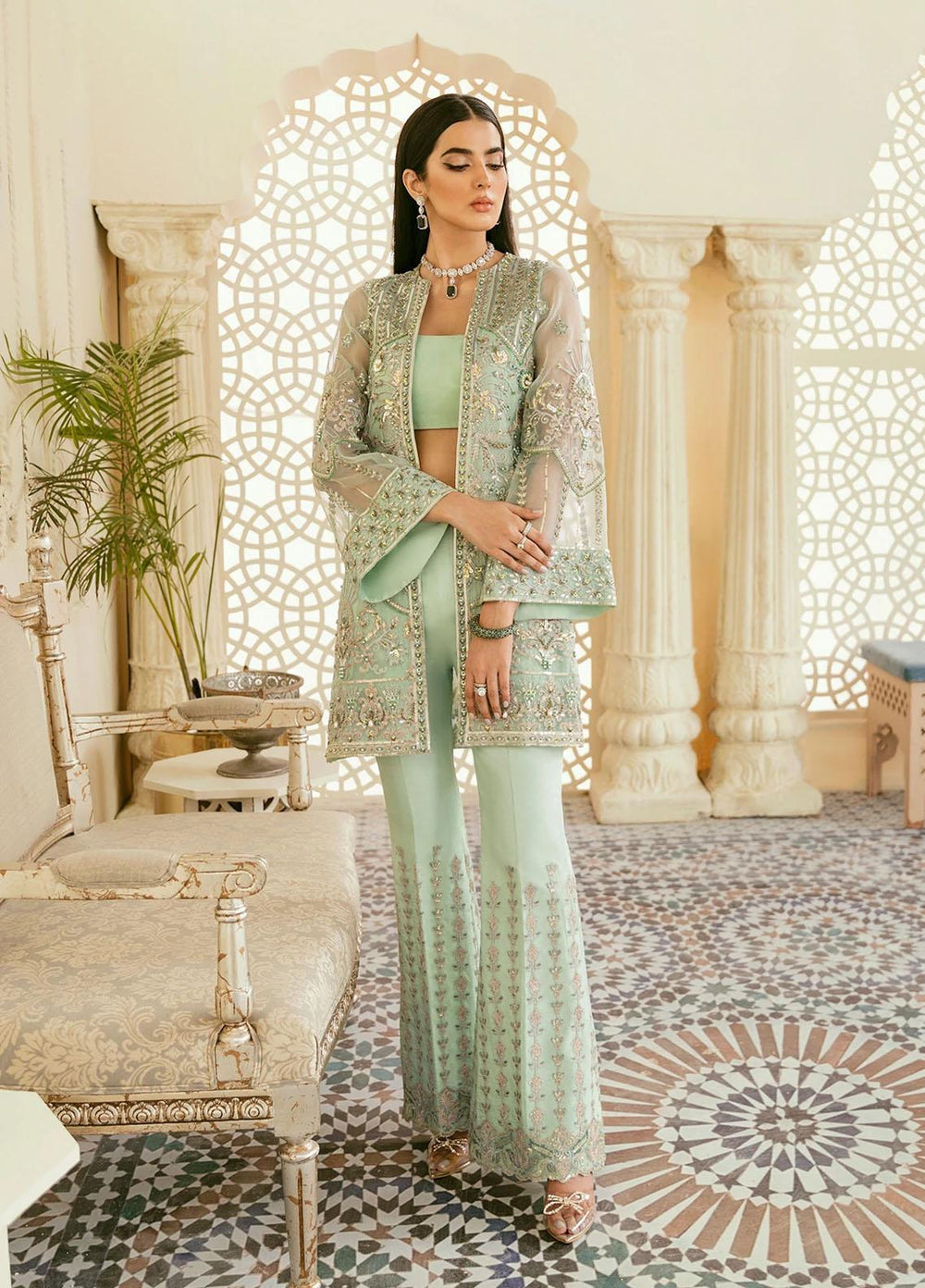 Akbar Aslam Embroidered Organza Suits Unstitched 3 Piece AA22F JUAN - Luxury Formals Collection
