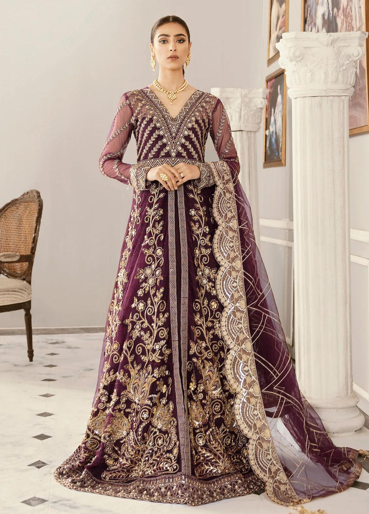 Akbar Aslam Embroidered Net Suits Unstitched 3 Piece AA22F GLADIOLUS - Luxury Formals Collection