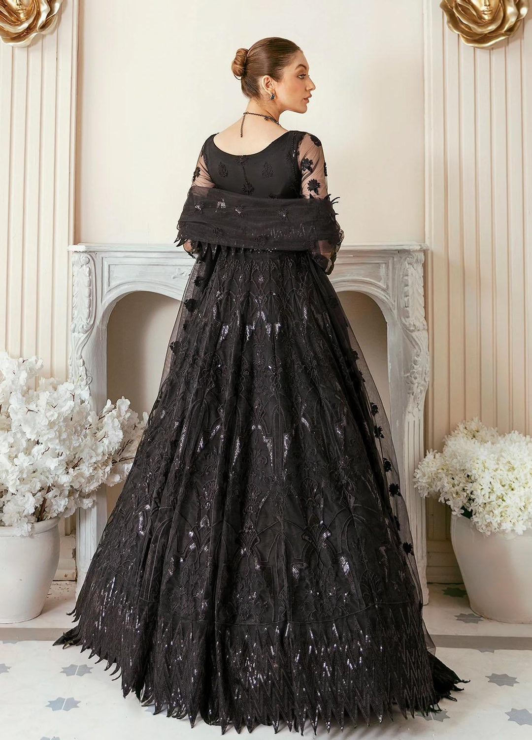 Akbar Aslam Embroidered Net Suits Unstitched 2 Piece AA22F VRITRA - Luxury Formals Collection