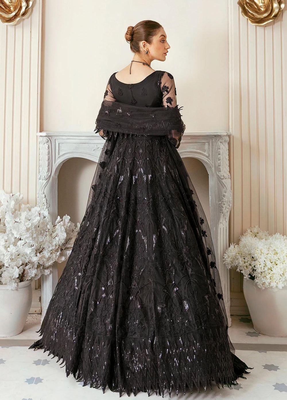 Akbar Aslam Embroidered Net Suits Unstitched 2 Piece AA22F VRITRA - Luxury Formals Collection