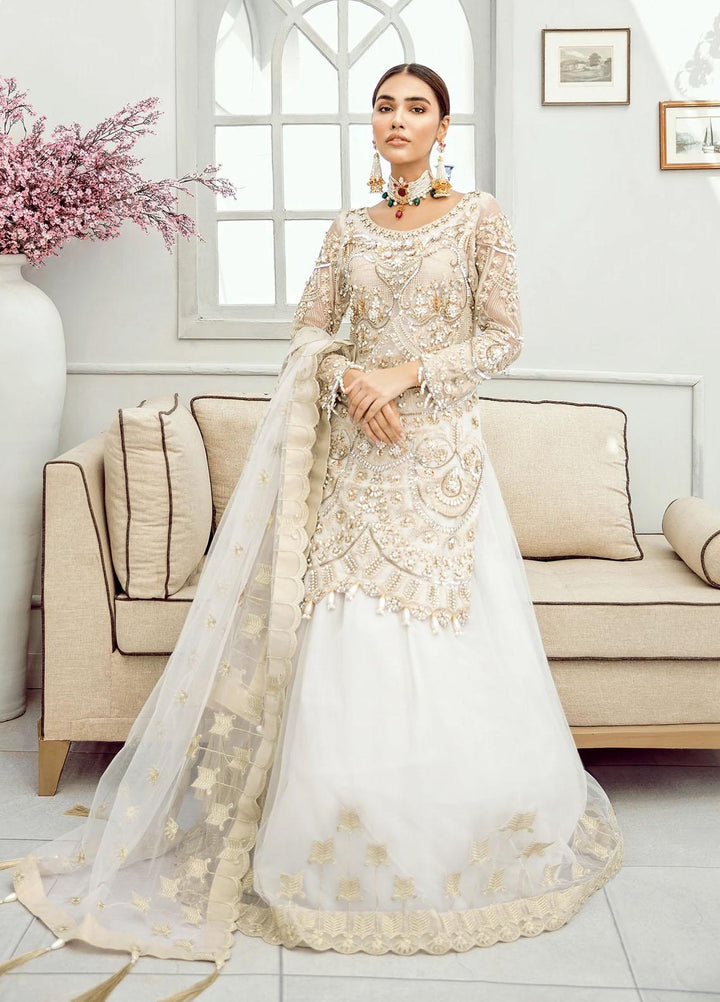 Akbar Aslam Embroidered Net Suits Unstitched 3 Piece AA22F SNOWDROP - Luxury Formals Collection