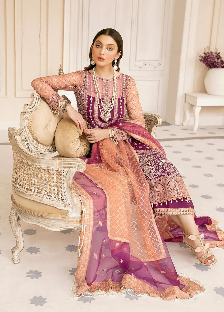 Akbar Aslam Embroidered Net Suits Unstitched 3 Piece AA22F CYPRUS - Luxury Formals Collection