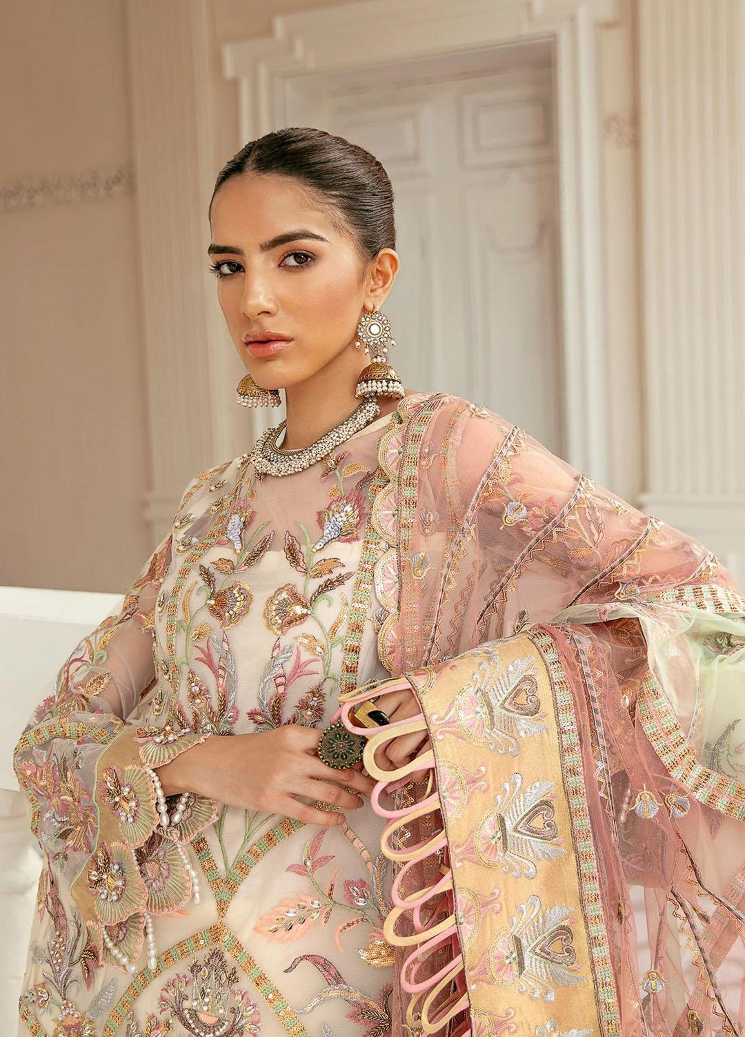 Akbar Aslam Embroidered Net Suits Unstitched 3 Piece AA22F TETHORIS - Luxury Formals Collection