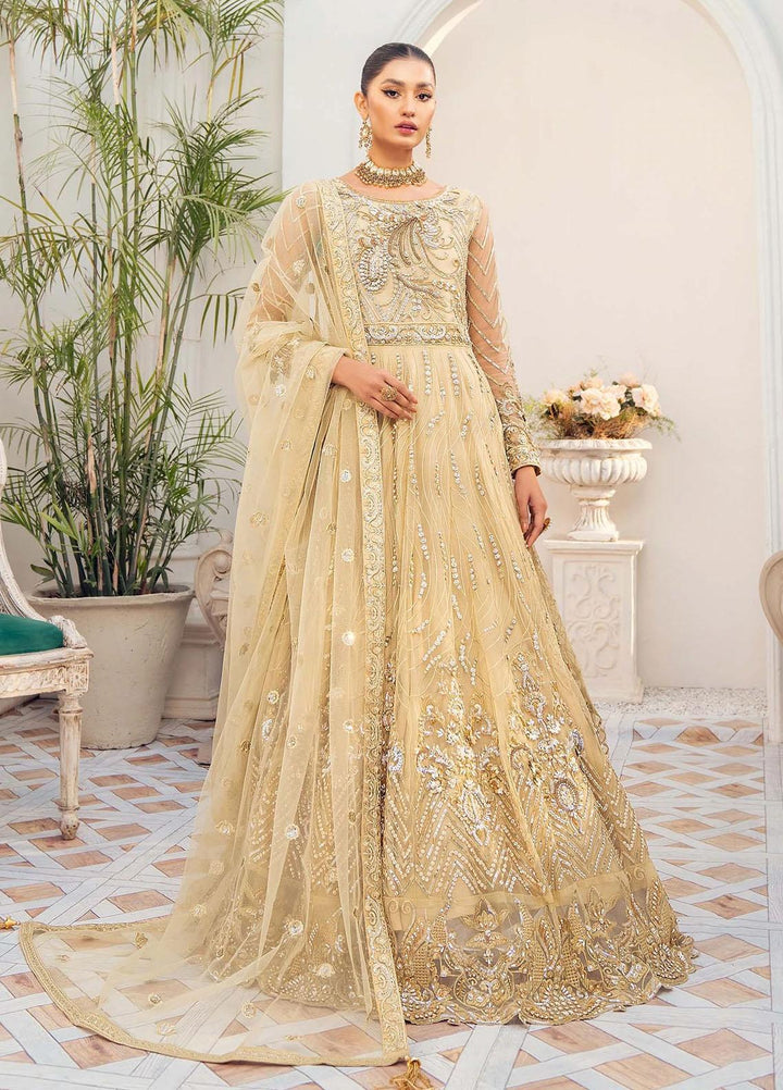 Akbar Aslam Embroidered Net Suits Unstitched 2 Piece AA22F CITRINE - Luxury Formals Collection
