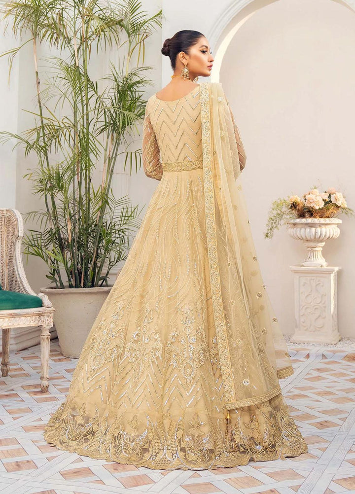 Akbar Aslam Embroidered Net Suits Unstitched 2 Piece AA22F CITRINE - Luxury Formals Collection