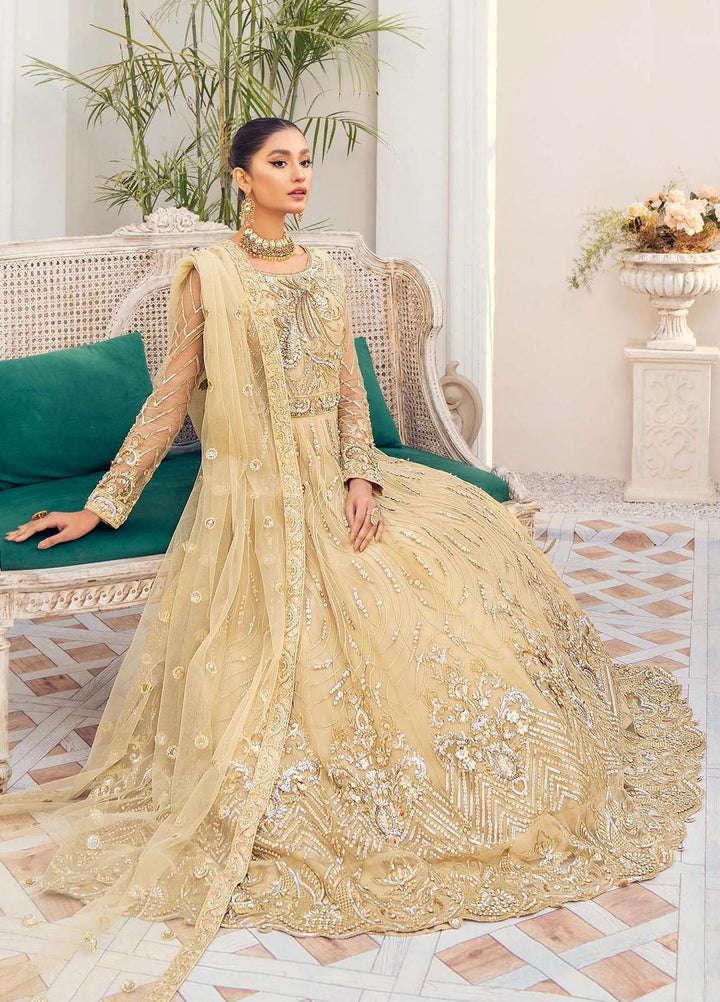 Akbar Aslam Embroidered Net Suits Unstitched 2 Piece AA22F CITRINE - Luxury Formals Collection
