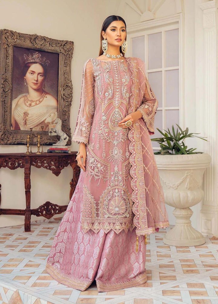 Akbar Aslam Embroidered Net Suits Unstitched 3 Piece AA22F KUNZITE - Luxury Formals Collection