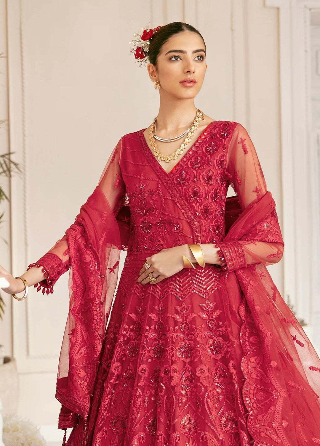Akbar Aslam Embroidered Net Suits Unstitched 3 Piece AA21F ALTAIR AAWC-1371 - Formals Collection