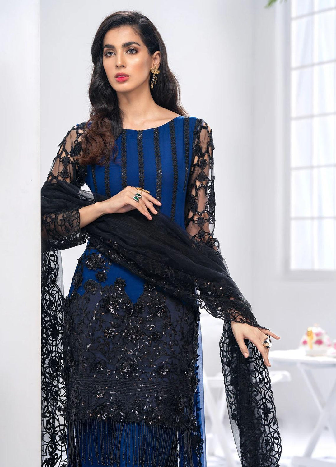 Akbar Aslam Embroidered Chiffon Suits Unstitched 3 Piece AA21F AW05 NIGHTINGALE - Festive Collection