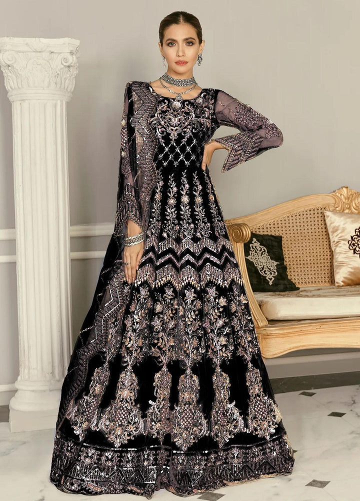 Libas e Khas By Akbar Aslam Embroidered Net Suits Unstitched 3 Piece  WISTERIA BLACK - Luxury Collection