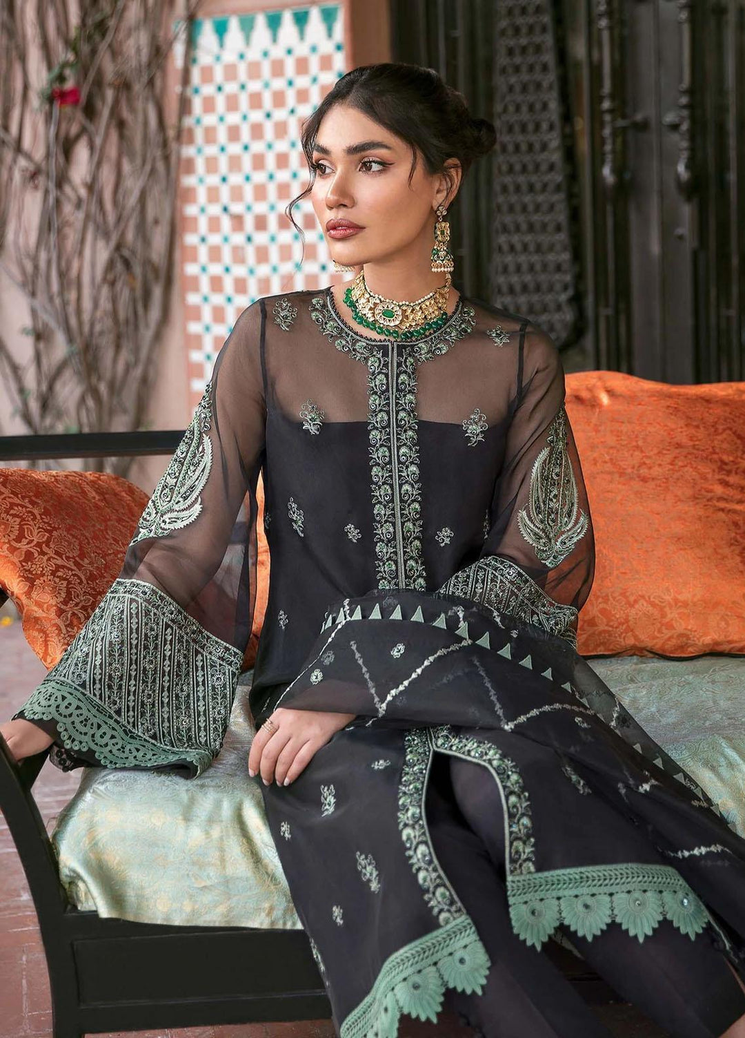 Akbar Aslam Luxury Pret  Organza 3 Piece Suit AA22P STARFUR