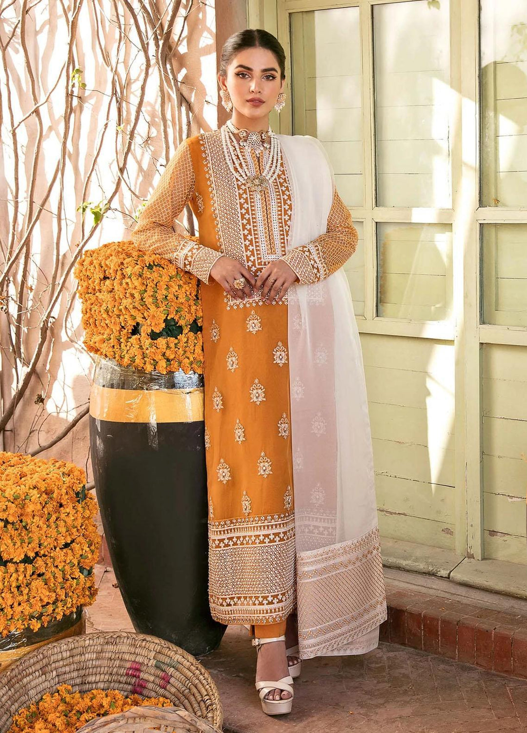 Akbar Aslam Luxury Pret  Organza 3 Piece Suit AA22P FIRECREST