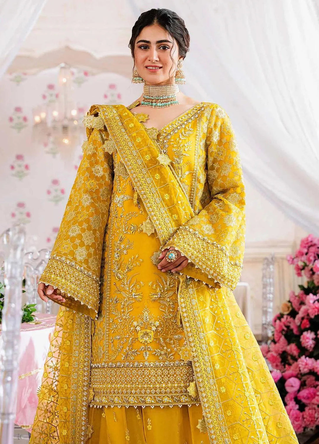 Akbar Aslam Pret Embroidered Organza 4 Piece Suit Meena