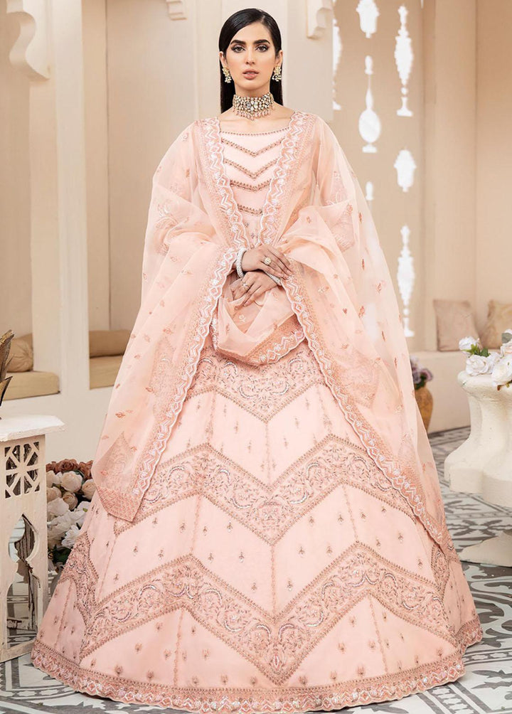 Akbar Aslam Embroidered Organza Suits Unstitched 3 Piece AA22WD AA-1442 Blush - Wedding Formal Collection
