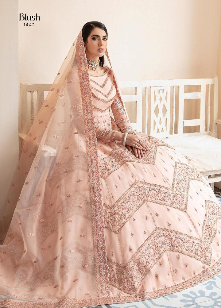 Akbar Aslam Embroidered Organza Suits Unstitched 3 Piece AA22WD AA-1442 Blush - Wedding Formal Collection