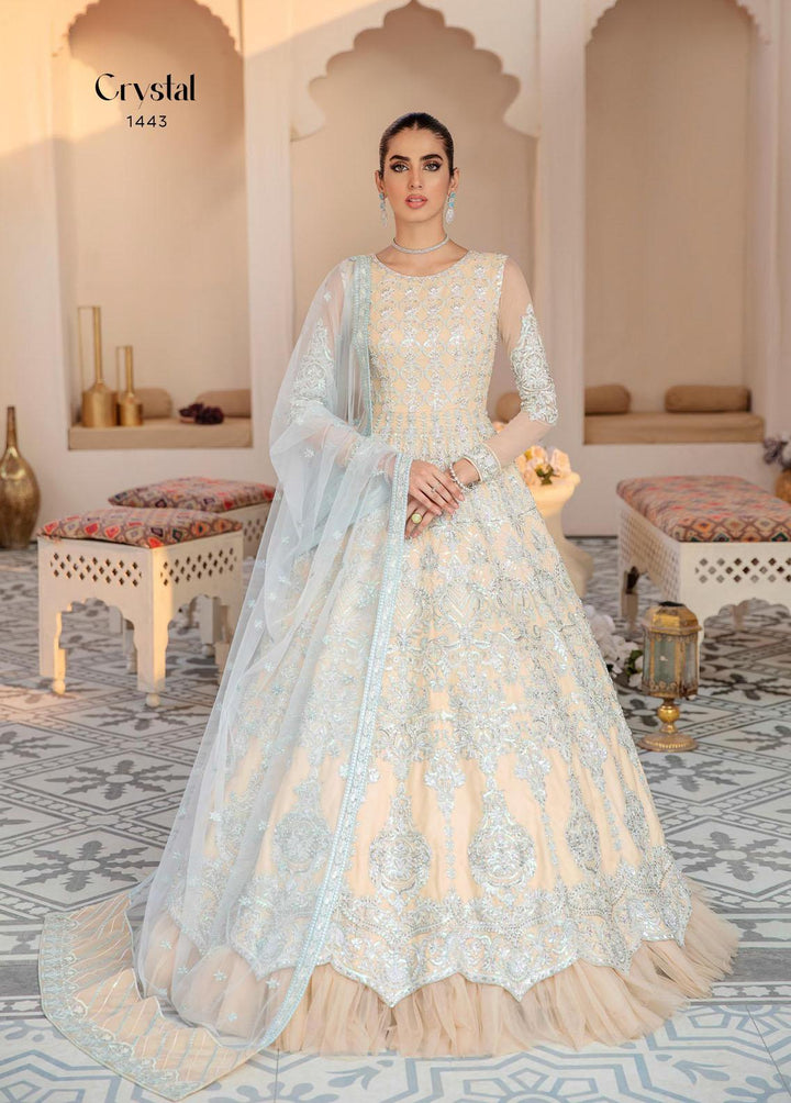 Akbar Aslam Embroidered Net Suits Unstitched 3 Piece AA22WD AA-1443 Crystal - Wedding Formal Collection