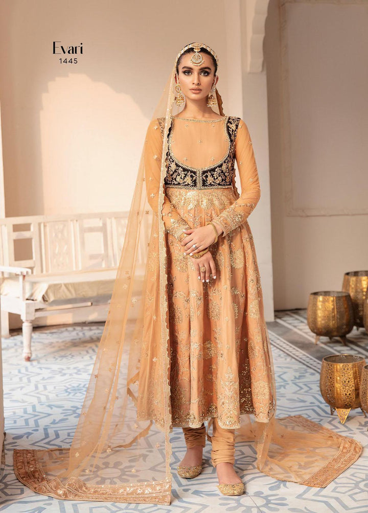 Akbar Aslam Embroidered Net Suits Unstitched 3 Piece AA22WD AA-1445 Evari - Wedding Formal Collection