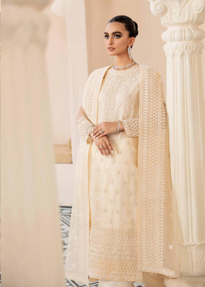 Akbar Aslam Embroidered Organza Suits Unstitched 3 Piece AA22WD AA-1446 White Ash - Wedding Formal Collection