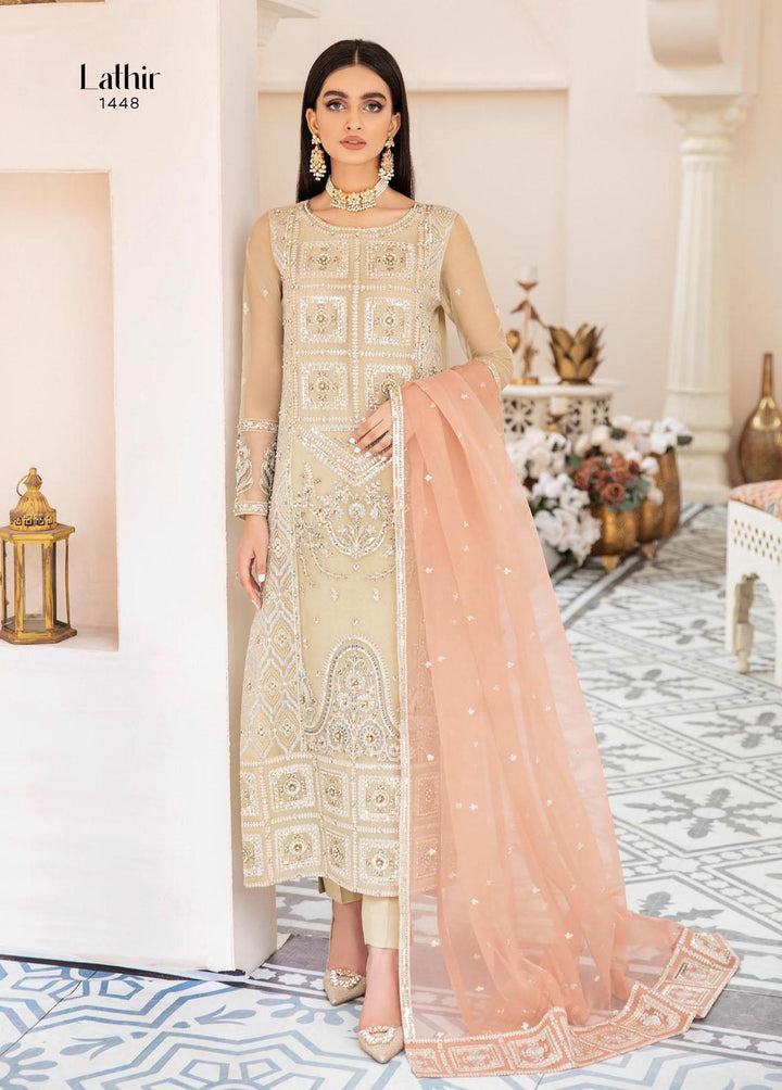 Akbar Aslam Embroidered Organza Suits Unstitched 3 Piece AA22WD AA-1448 Lathir - Wedding Formal Collection