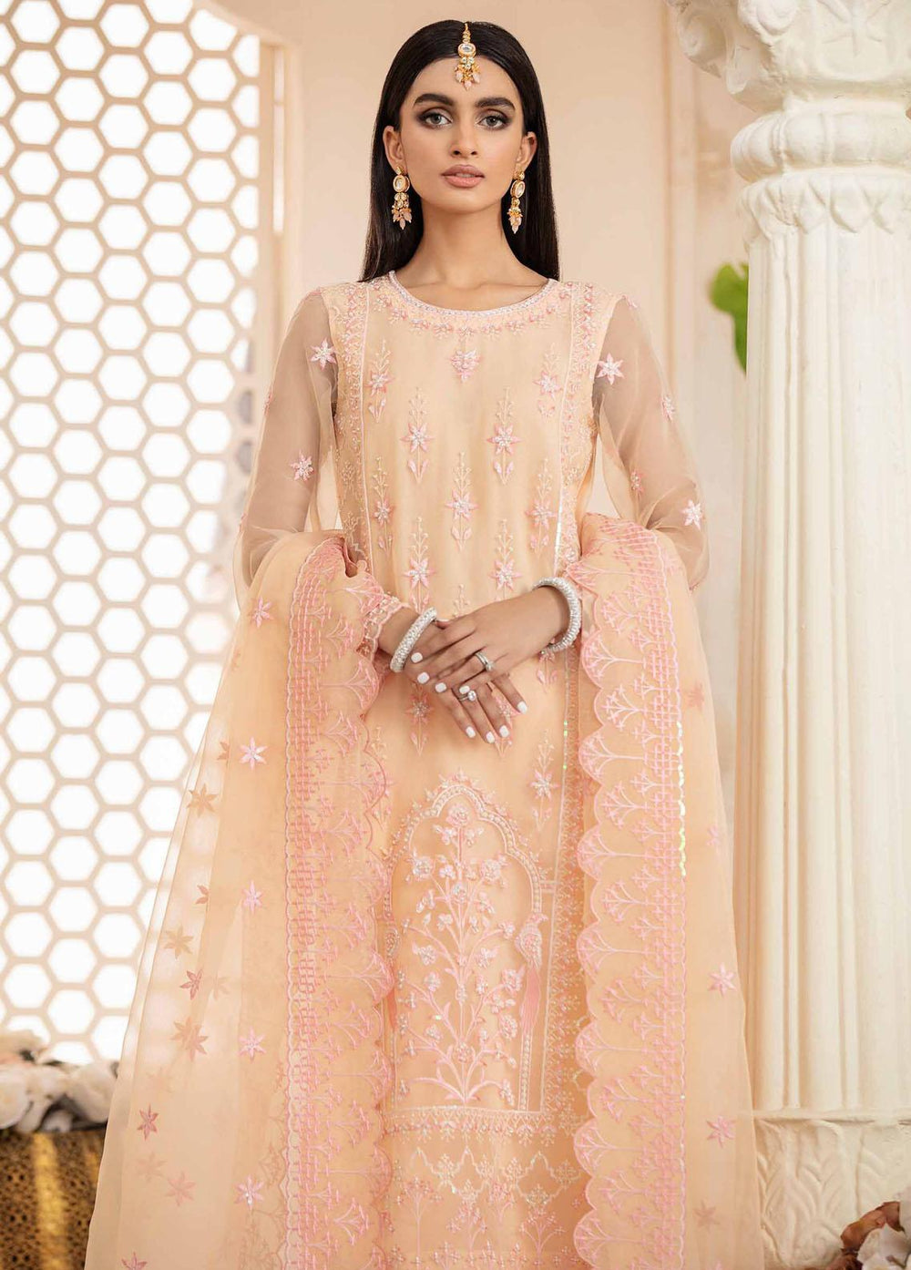 Akbar Aslam Embroidered Organza Suits Unstitched 3 Piece AA22WD AA-1450 Irene - Wedding Formal Collection