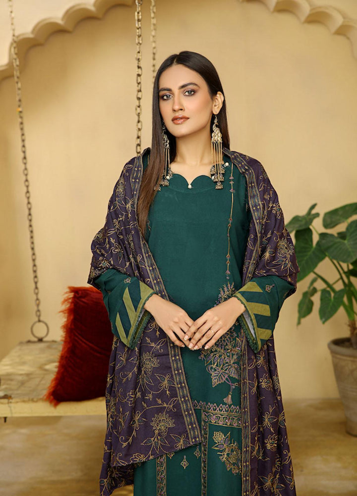 Aks by Humdum Embroidered Woolen Suits Unstitched 3 Piece HD22A D-03 - Winter Collection