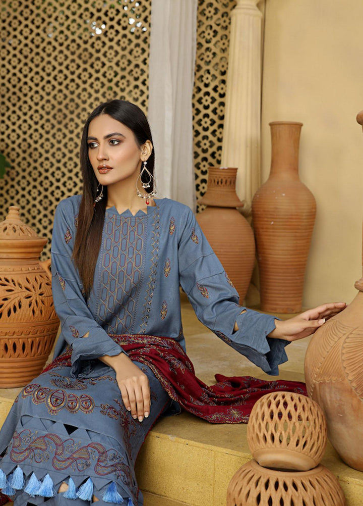 Aks by Humdum Embroidered Woolen Suits Unstitched 3 Piece HD22A D-06 - Winter Collection