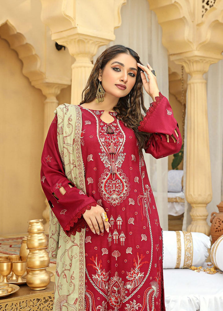 Aks by Humdum Embroidered Woolen Suits Unstitched 3 Piece HD22A D-02 - Winter Collection