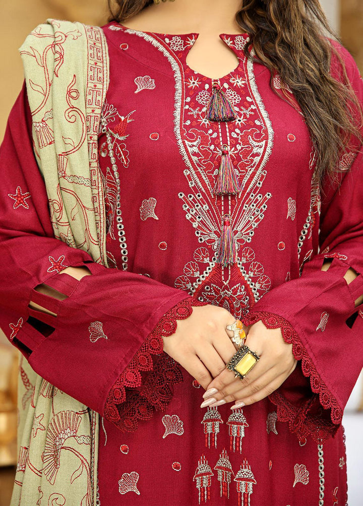 Aks by Humdum Embroidered Woolen Suits Unstitched 3 Piece HD22A D-02 - Winter Collection