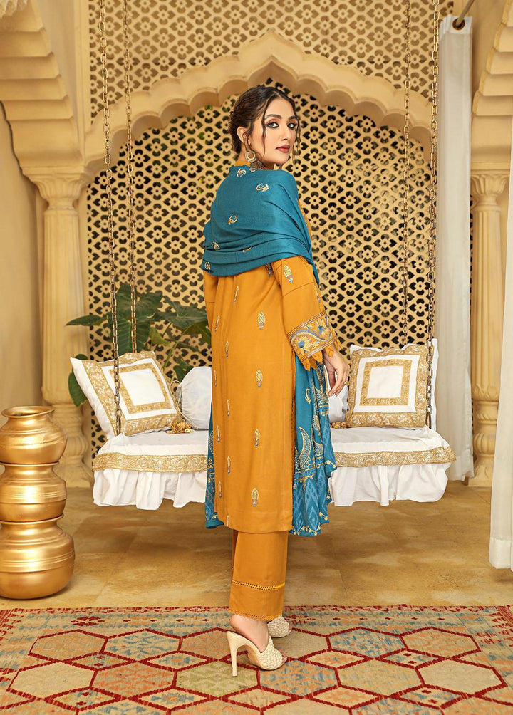 Aks by Humdum Embroidered Woolen Suits Unstitched 3 Piece HD22A D-07 - Winter Collection
