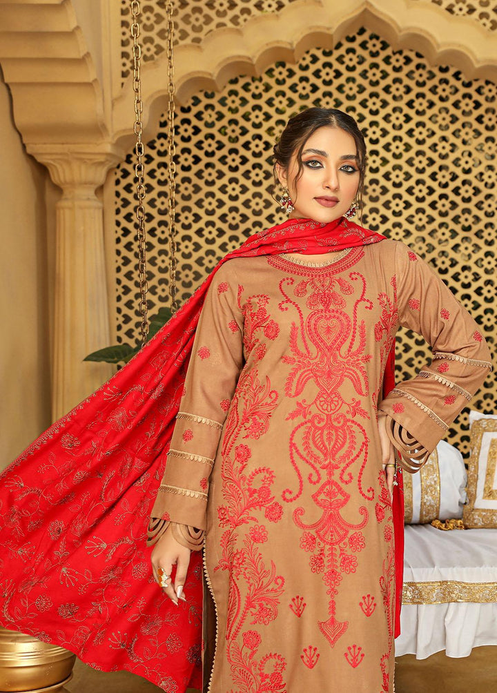 Aks by Humdum Embroidered Woolen Suits Unstitched 3 Piece HD22A D-09 - Winter Collection