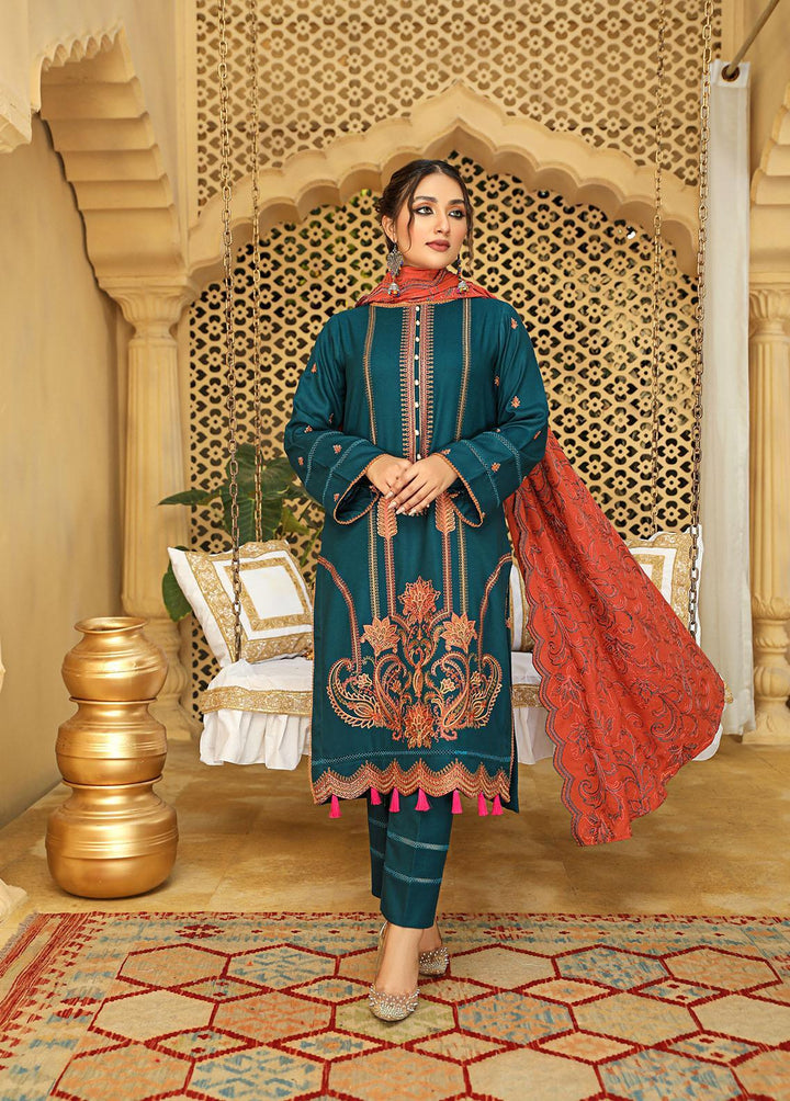 Aks by Humdum Embroidered Woolen Suits Unstitched 3 Piece HD22A D-10 - Winter Collection