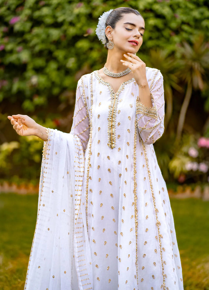 Al Harir Pret Embroidered Chiffon 3 Piece Suit Gulaal White