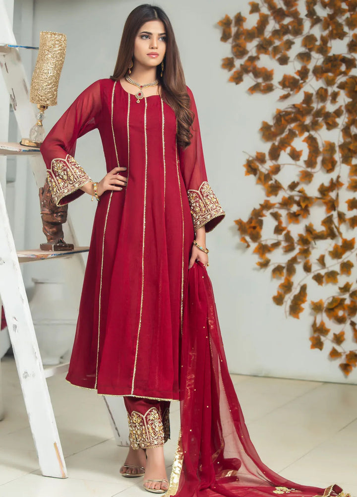 Al Harir Pret Embroidered Chiffon 3 Piece Suit Mehru