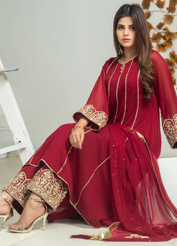 Al Harir Pret Embroidered Chiffon 3 Piece Suit Mehru