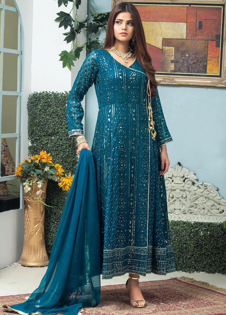 Al Harir Apparel Pret Eastern Chiffon 4 Piece Suit Gulnaz Navy Blue