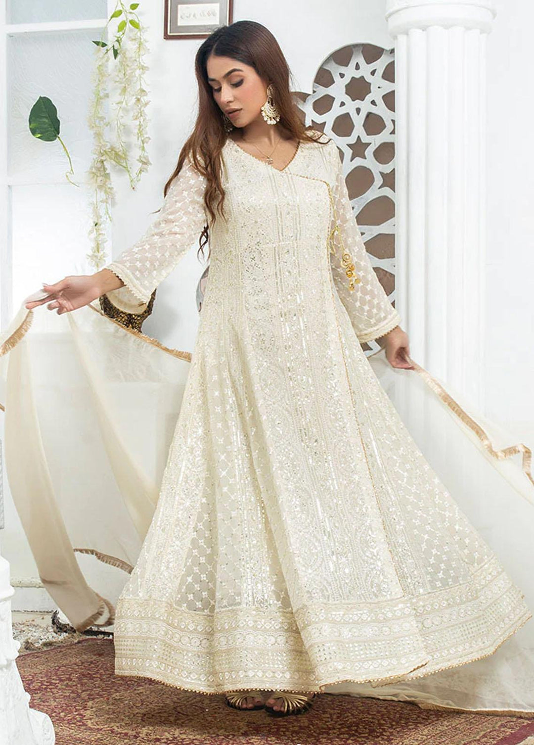 Al Harir Apparel Pret Eastern Chiffon 4 Piece Suit Gulnaz Off White