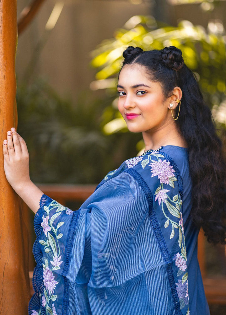 Al Harir Apparel Pret Embroidered Lawn 3 Piece Suit Manzar Kids Navy Blue